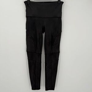 Spanx Faux Leather Moto Leggings Edgy Shaping Ankle Length Women XL Black 20136R